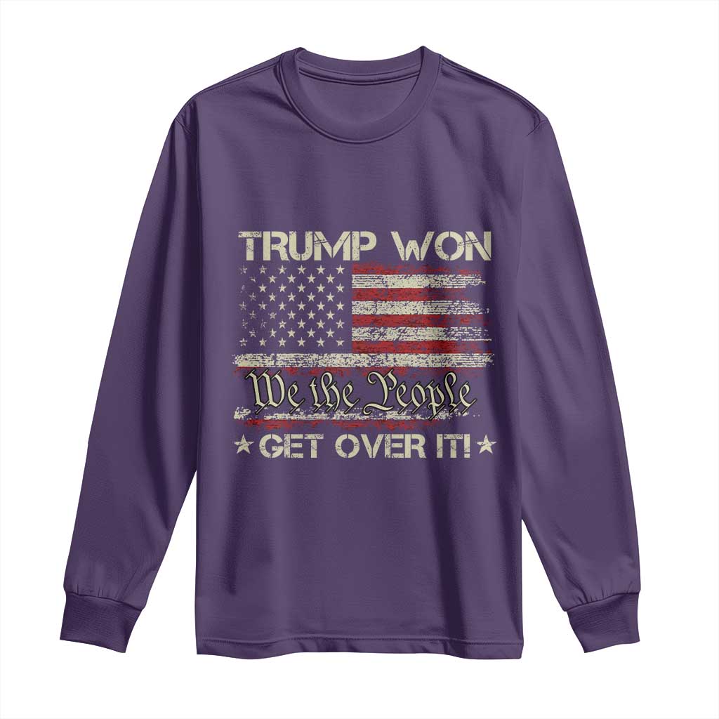 Trump Won 2024 Long Sleeve Shirt Get Over It American Flag We The People Patriotic TS09 Purple Print Your Wear