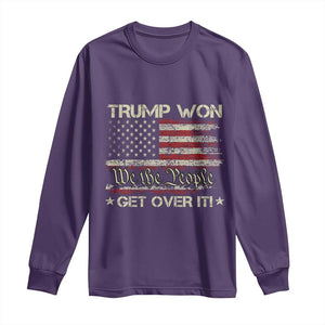 Trump Won 2024 Long Sleeve Shirt Get Over It American Flag We The People Patriotic TS09 Purple Print Your Wear