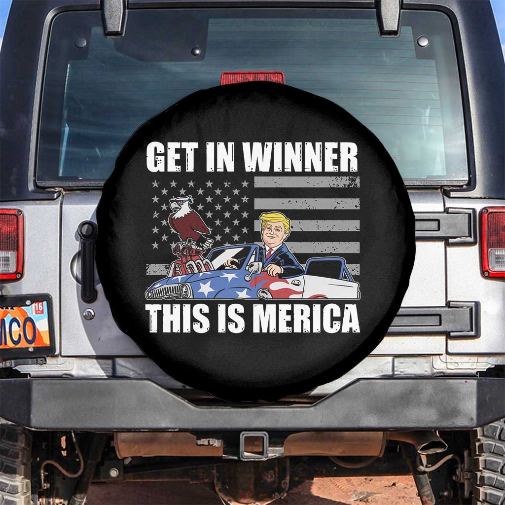 Funny Trump Won 2024 Spare Tire Cover Get In Winner This Is Merica TS09 No hole Black Print Your Wear