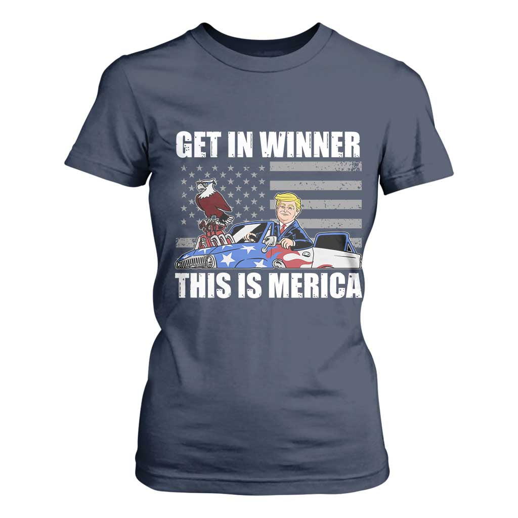 Funny Trump Won 2024 T Shirt For Women Get In Winner This Is Merica TS09 Navy Print Your Wear