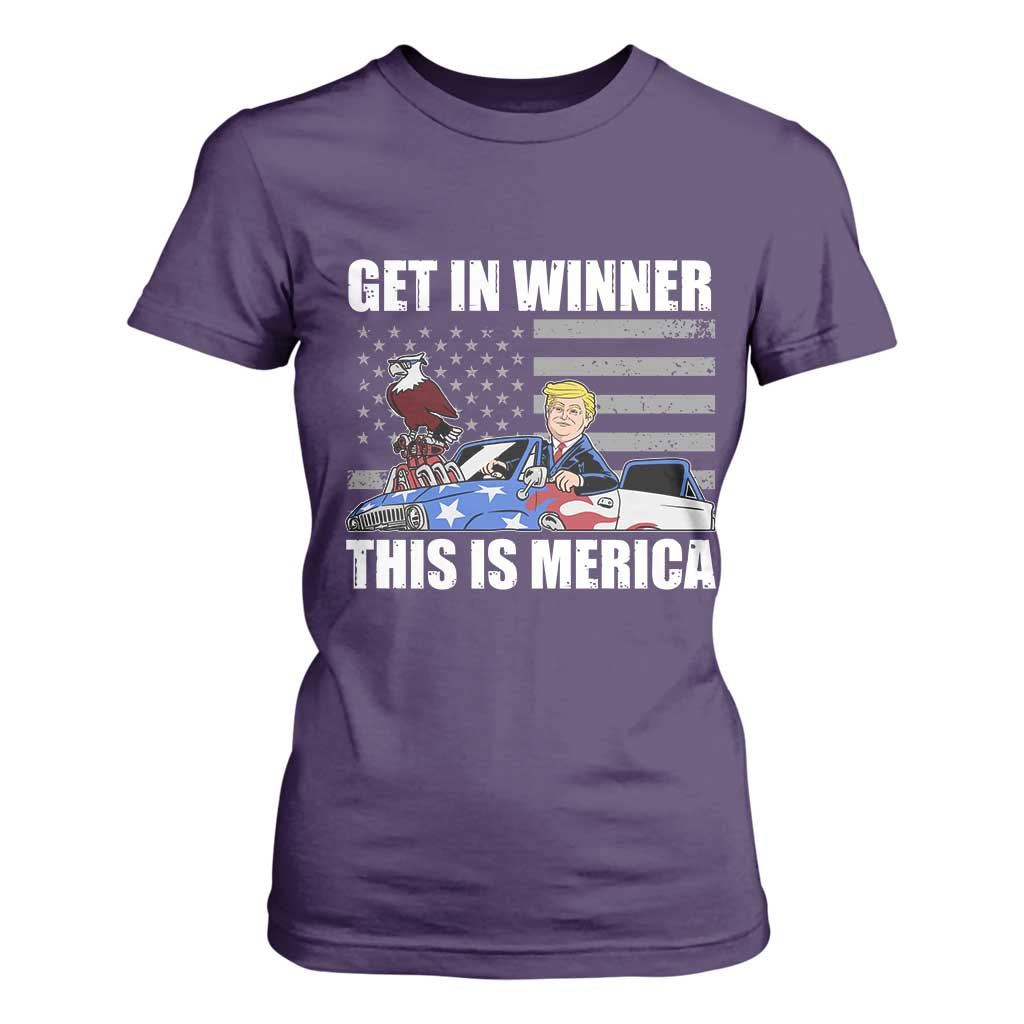 Funny Trump Won 2024 T Shirt For Women Get In Winner This Is Merica TS09 Purple Print Your Wear