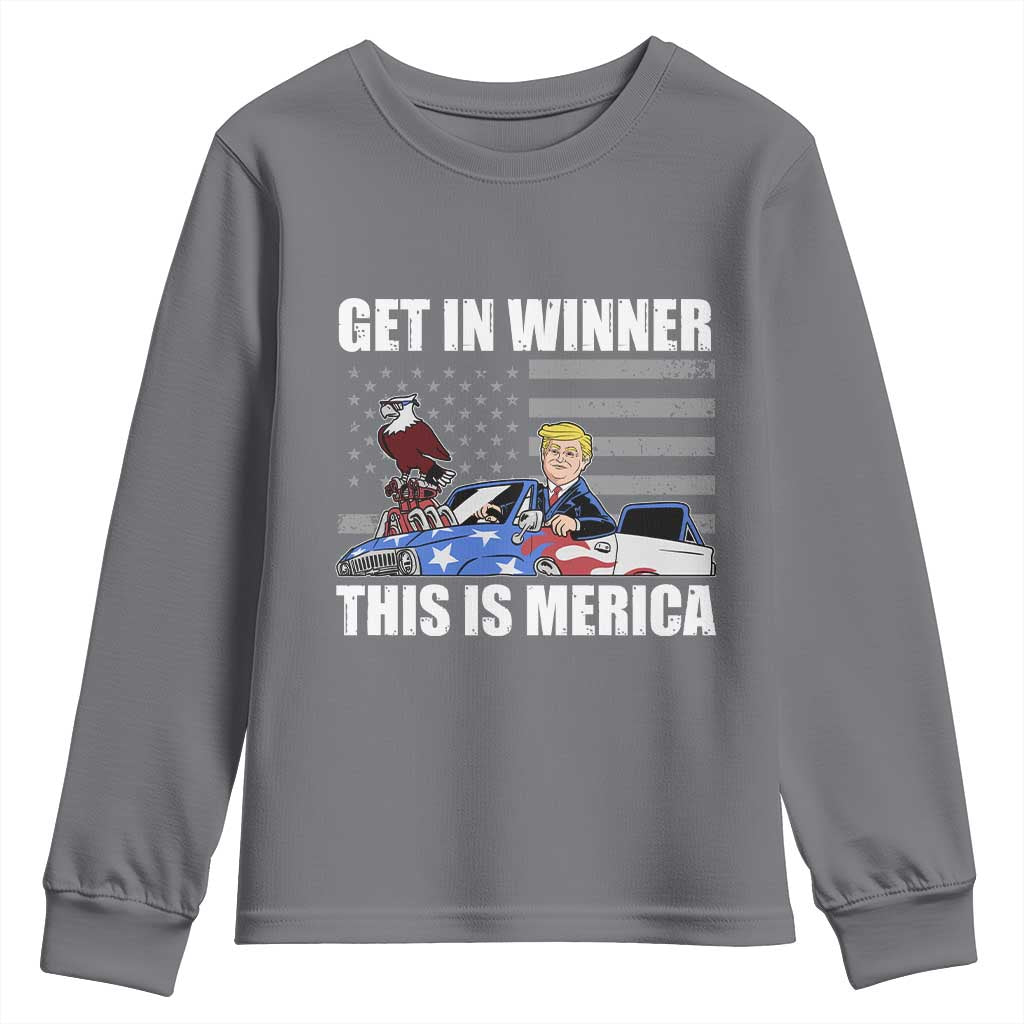 Funny Trump Won 2024 Youth Sweatshirt Get In Winner This Is Merica TS09 Charcoal Print Your Wear