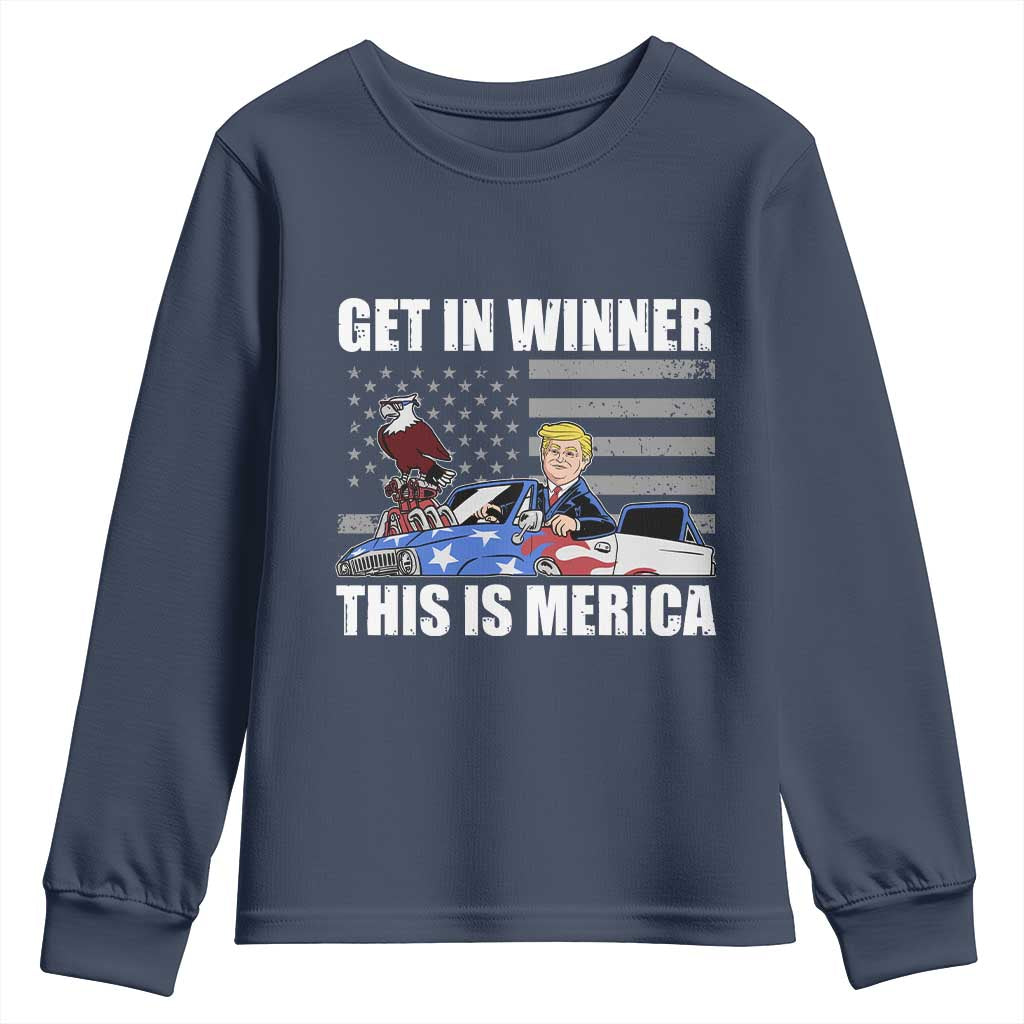 Funny Trump Won 2024 Youth Sweatshirt Get In Winner This Is Merica TS09 Navy Print Your Wear