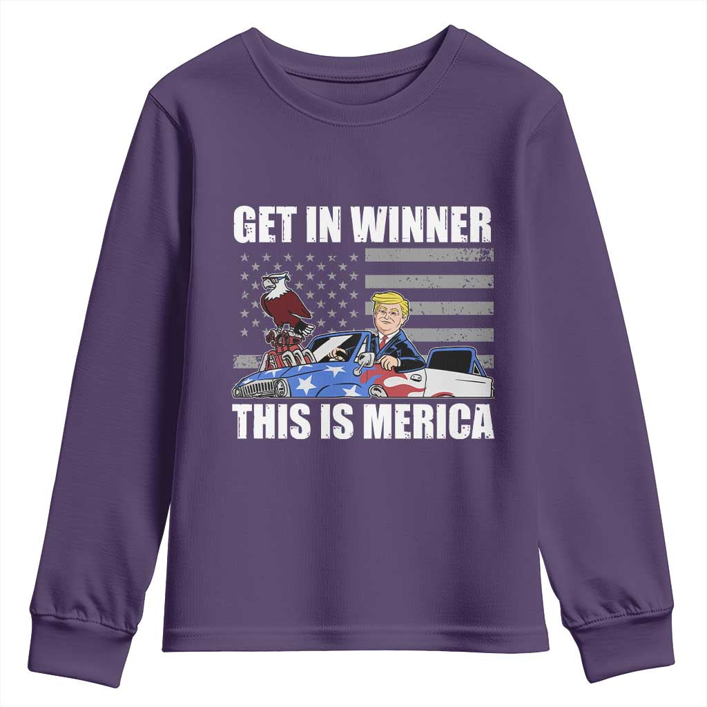 Funny Trump Won 2024 Youth Sweatshirt Get In Winner This Is Merica TS09 Purple Print Your Wear