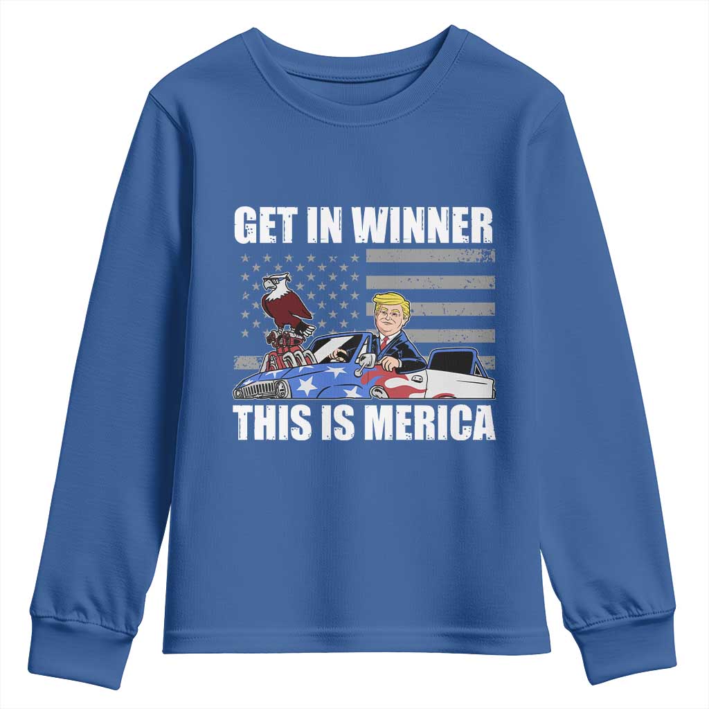 Funny Trump Won 2024 Youth Sweatshirt Get In Winner This Is Merica TS09 Royal Blue Print Your Wear