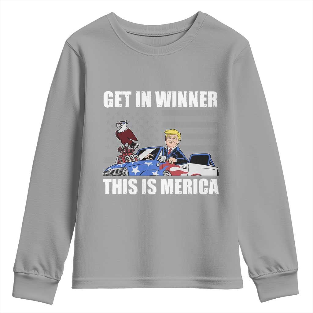 Funny Trump Won 2024 Youth Sweatshirt Get In Winner This Is Merica TS09 Sport Gray Print Your Wear