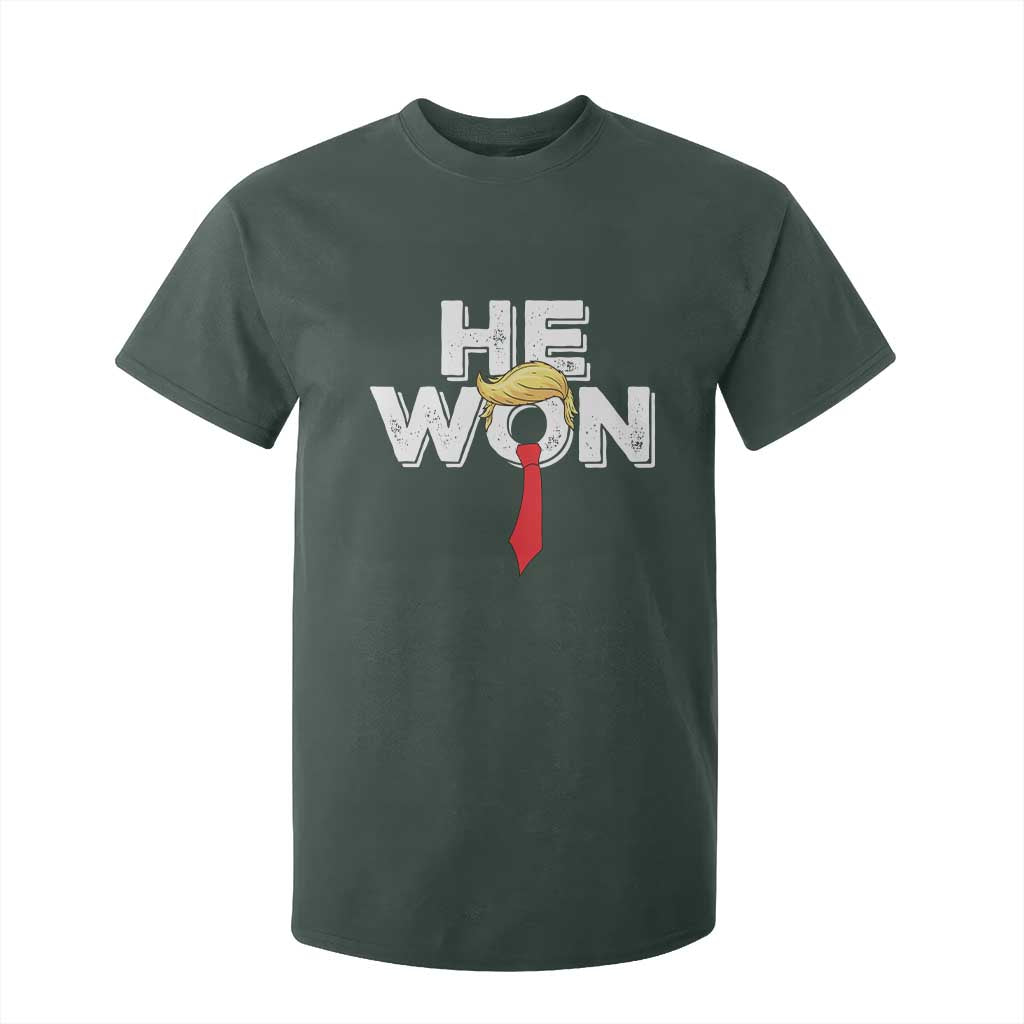 Funny Trump Won 2024 T Shirt For Kid He Won 47th President American Patriotic TS09 Dark Forest Green Print Your Wear