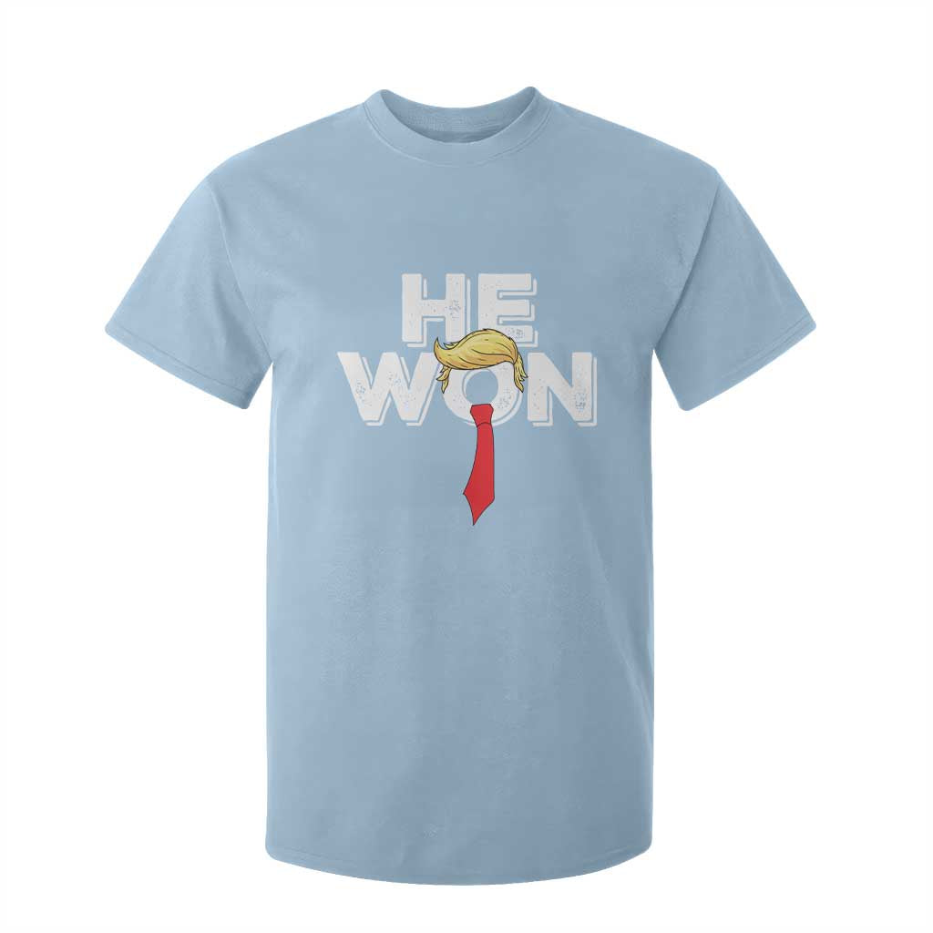 Funny Trump Won 2024 T Shirt For Kid He Won 47th President American Patriotic TS09 Light Blue Print Your Wear