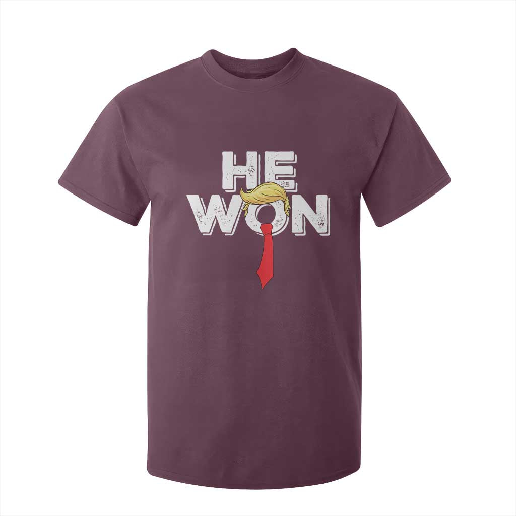 Funny Trump Won 2024 T Shirt For Kid He Won 47th President American Patriotic TS09 Maroon Print Your Wear