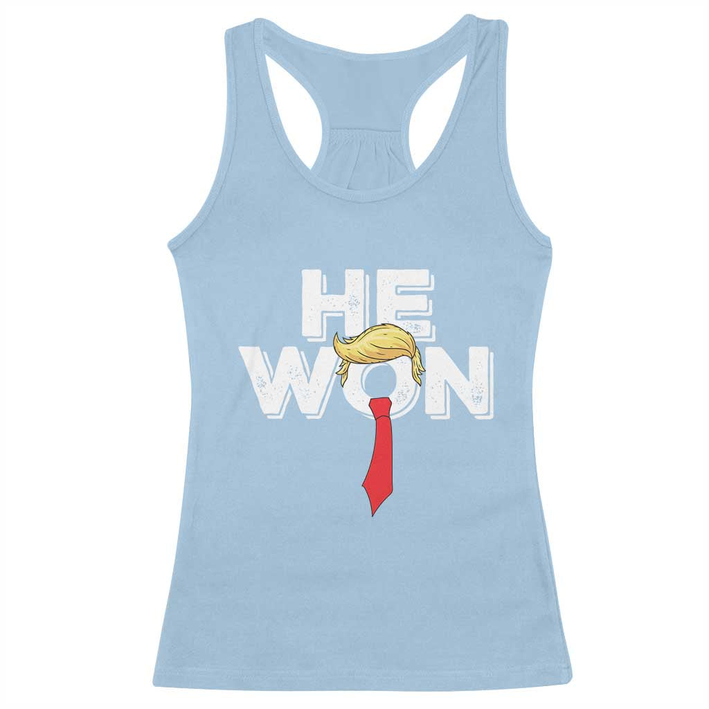 Funny Trump Won 2024 Racerback Tank Top He Won 47th President American Patriotic TS09 Light Blue Print Your Wear