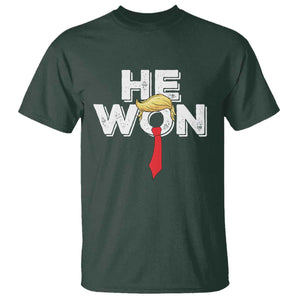 Funny Trump Won 2024 T Shirt He Won 47th President American Patriotic TS09 Dark Forest Green Print Your Wear