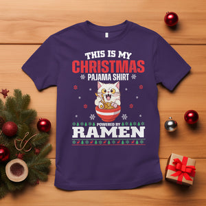 Kawaii Cat Powered By Ramen Christmas Japanese Noodle T Shirt TS09 Purple Printyourwear