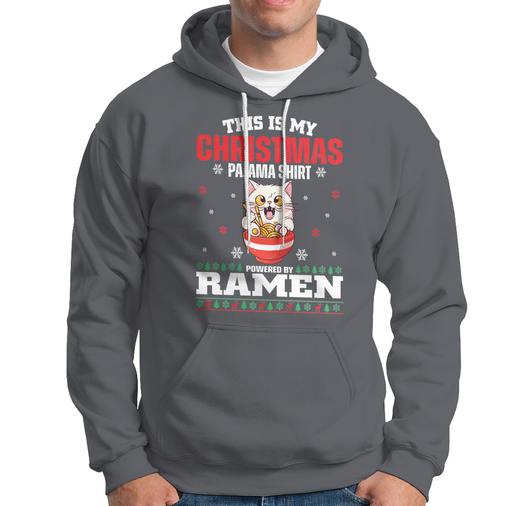 Kawaii Cat Powered By Ramen Christmas Japanese Noodle Hoodie TS09 Charcoal Printyourwear