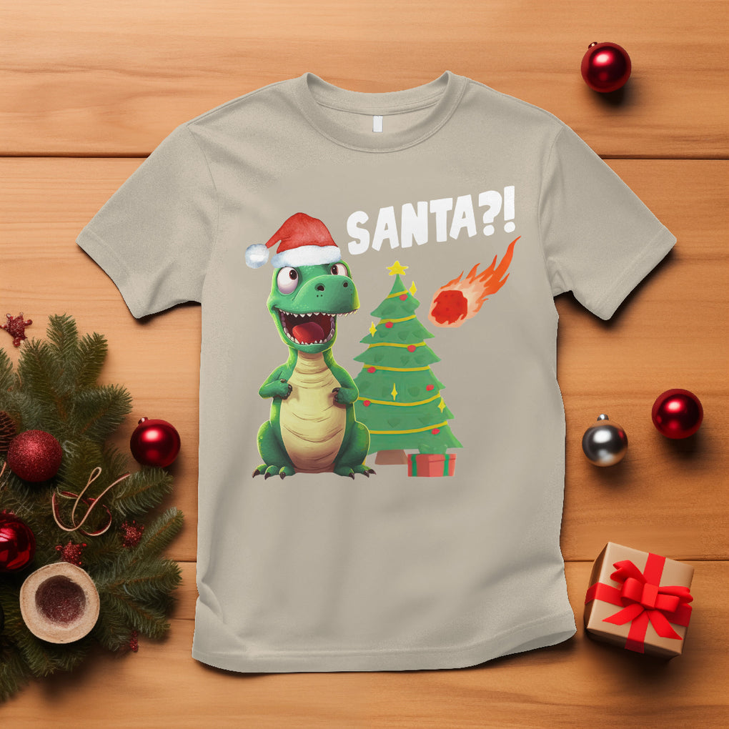 Funny Dinosaurs Extinction Santa Ugly Christmas T Shirt TS09 Sand Printyourwear