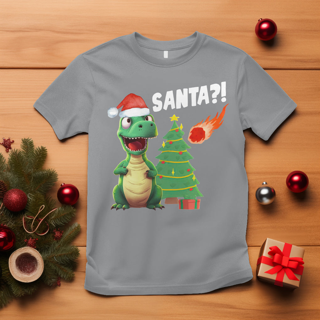 Funny Dinosaurs Extinction Santa Ugly Christmas T Shirt TS09 Sport Gray Printyourwear