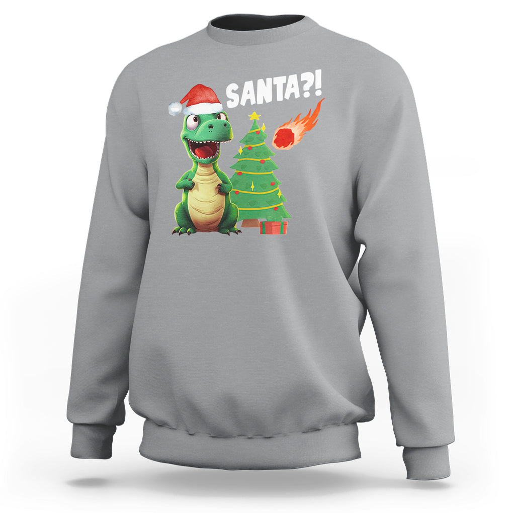 Funny Dinosaurs Extinction Santa Ugly Christmas Sweatshirt TS09 Sport Gray Printyourwear
