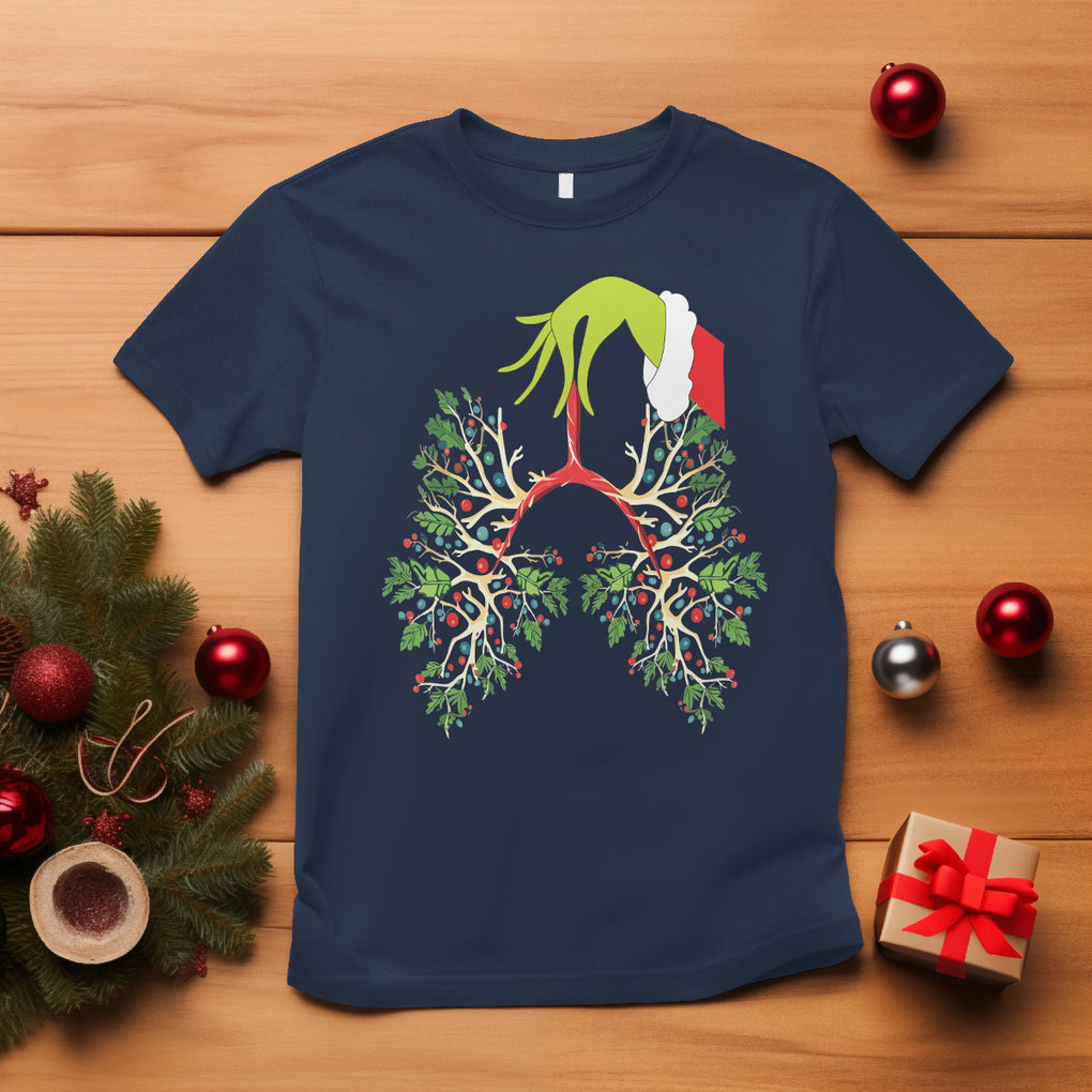 Respiratory Therapy Lung Christmas Light Therapist T Shirt TS09 Navy Printyourwear