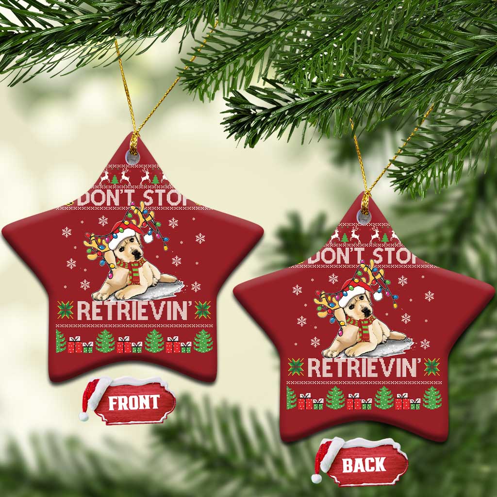 Xmas Golden Retriever Christmas Ornament Don't Stop Retrievin Cute Reindeer Dog TS09 Star Red Print Your Wear