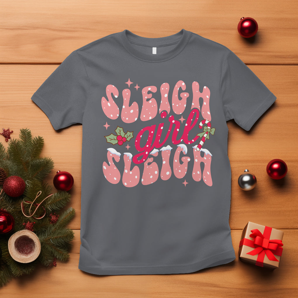 Sleigh Girl Sleigh Christmas Festive Winter Holiday Party T Shirt TS09 Charcoal Printyourwear