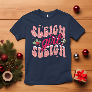 Sleigh Girl Sleigh Christmas Festive Winter Holiday Party T Shirt TS09 Navy Printyourwear