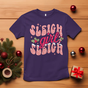 Sleigh Girl Sleigh Christmas Festive Winter Holiday Party T Shirt TS09 Purple Printyourwear