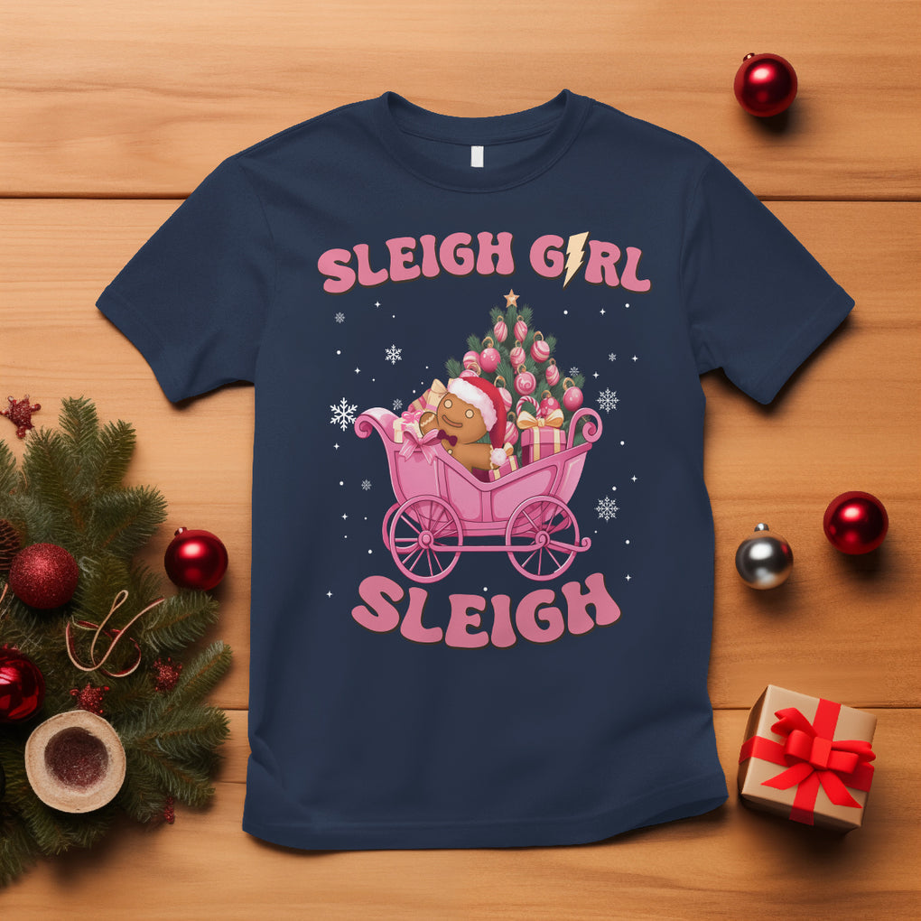 Sleigh Girl Sleigh Christmas Groovy Gingerbread Man Xmas Holidays T Shirt TS09 Navy Printyourwear