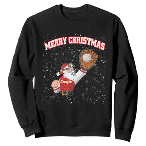 Christmas Baseball Sweatshirt Funny Santa Playing Baseball Merry Christmas TS09 Black Print Your Wear