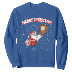 Christmas Baseball Sweatshirt Funny Santa Playing Baseball Merry Christmas TS09 Royal Blue Print Your Wear