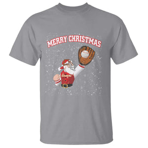 Christmas Baseball T Shirt Funny Santa Playing Baseball Merry Christmas TS09 Sport Gray Print Your Wear