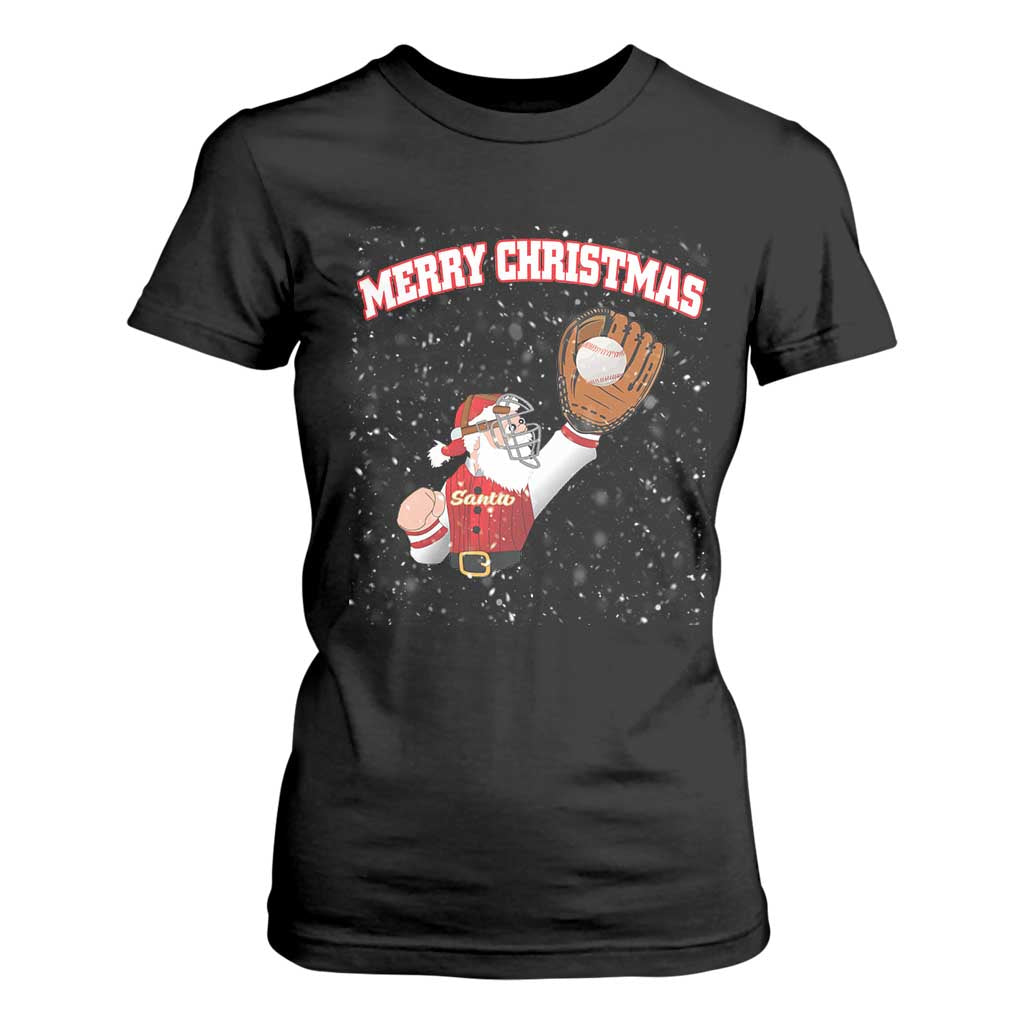 Christmas Baseball T Shirt For Women Funny Santa Playing Baseball Merry Christmas TS09 Black Print Your Wear