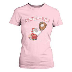Christmas Baseball T Shirt For Women Funny Santa Playing Baseball Merry Christmas TS09 Light Pink Print Your Wear