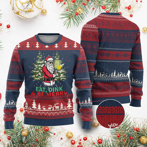 Funny Xmas Pickleball Ugly Christmas Sweater Eat Dink Be Merry Santa Pickleball Player TS09 Burgundy Print Your Wear