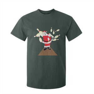 Christmas Bowling T Shirt For Kid Funny Santa Playing Bowling Merry Christmas TS09 Dark Forest Green Print Your Wear