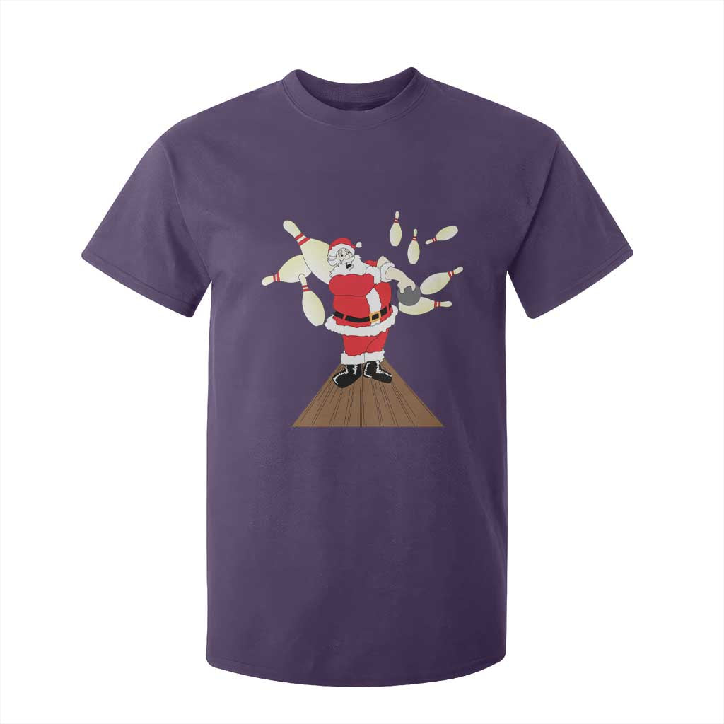 Christmas Bowling T Shirt For Kid Funny Santa Playing Bowling Merry Christmas TS09 Purple Print Your Wear