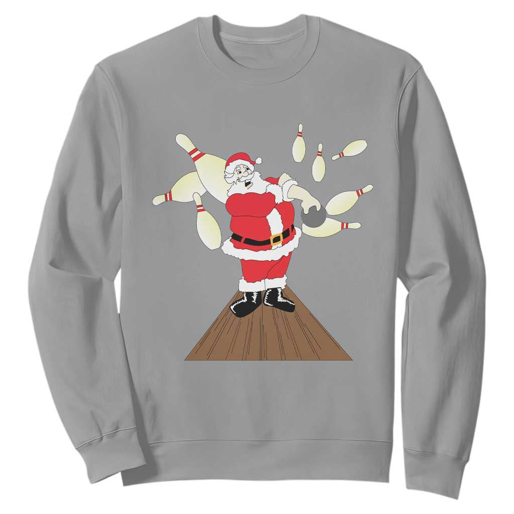 Christmas Bowling Sweatshirt Funny Santa Playing Bowling Merry Christmas TS09 Sport Gray Print Your Wear