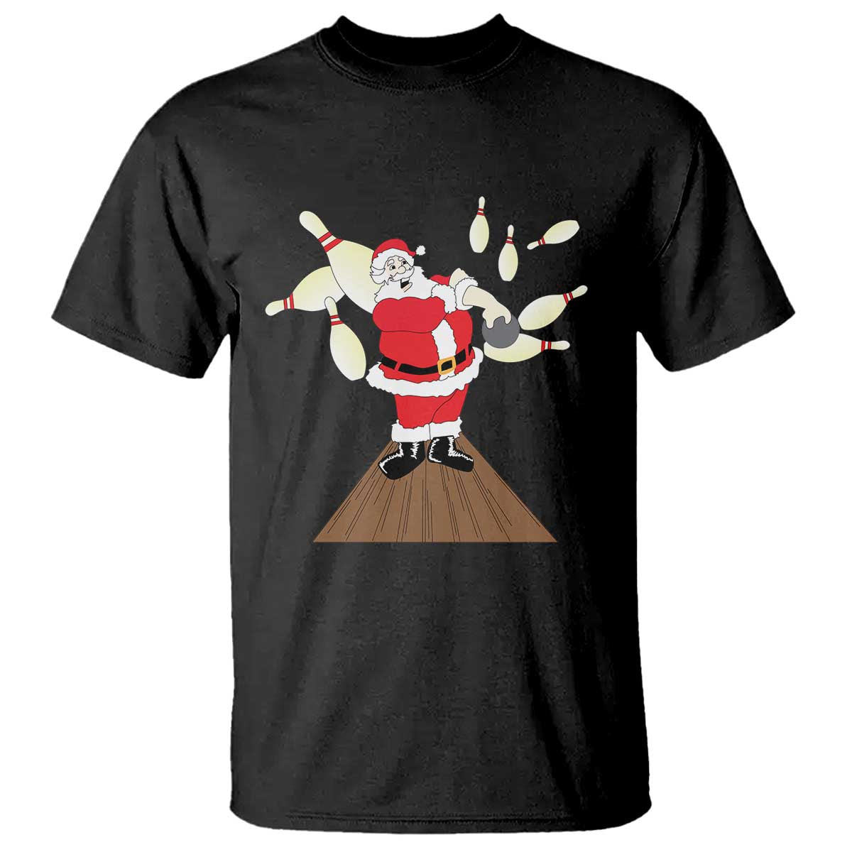 Christmas Bowling T Shirt Funny Santa Playing Bowling Merry Christmas TS09 Black Print Your Wear