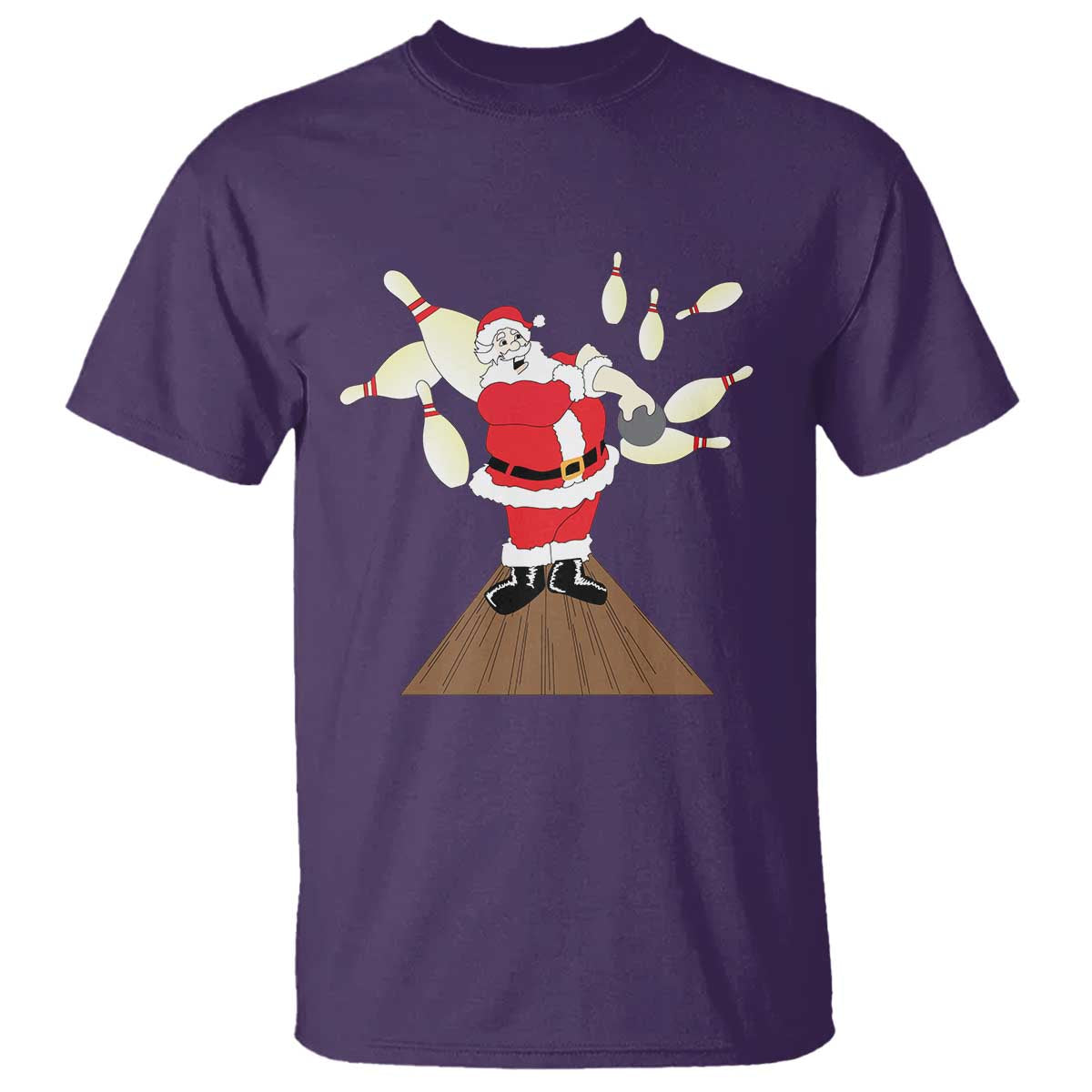 Christmas Bowling T Shirt Funny Santa Playing Bowling Merry Christmas TS09 Purple Print Your Wear