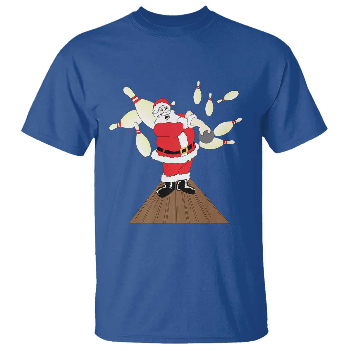 Christmas Bowling T Shirt Funny Santa Playing Bowling Merry Christmas TS09 Royal Blue Print Your Wear