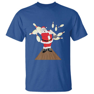 Christmas Bowling T Shirt Funny Santa Playing Bowling Merry Christmas TS09 Royal Blue Print Your Wear