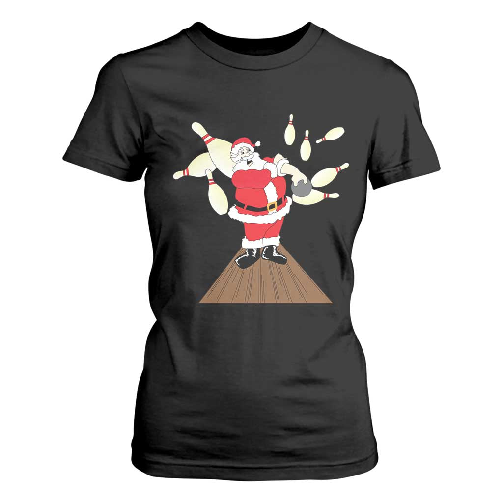 Christmas Bowling T Shirt For Women Funny Santa Playing Bowling Merry Christmas TS09 Black Print Your Wear