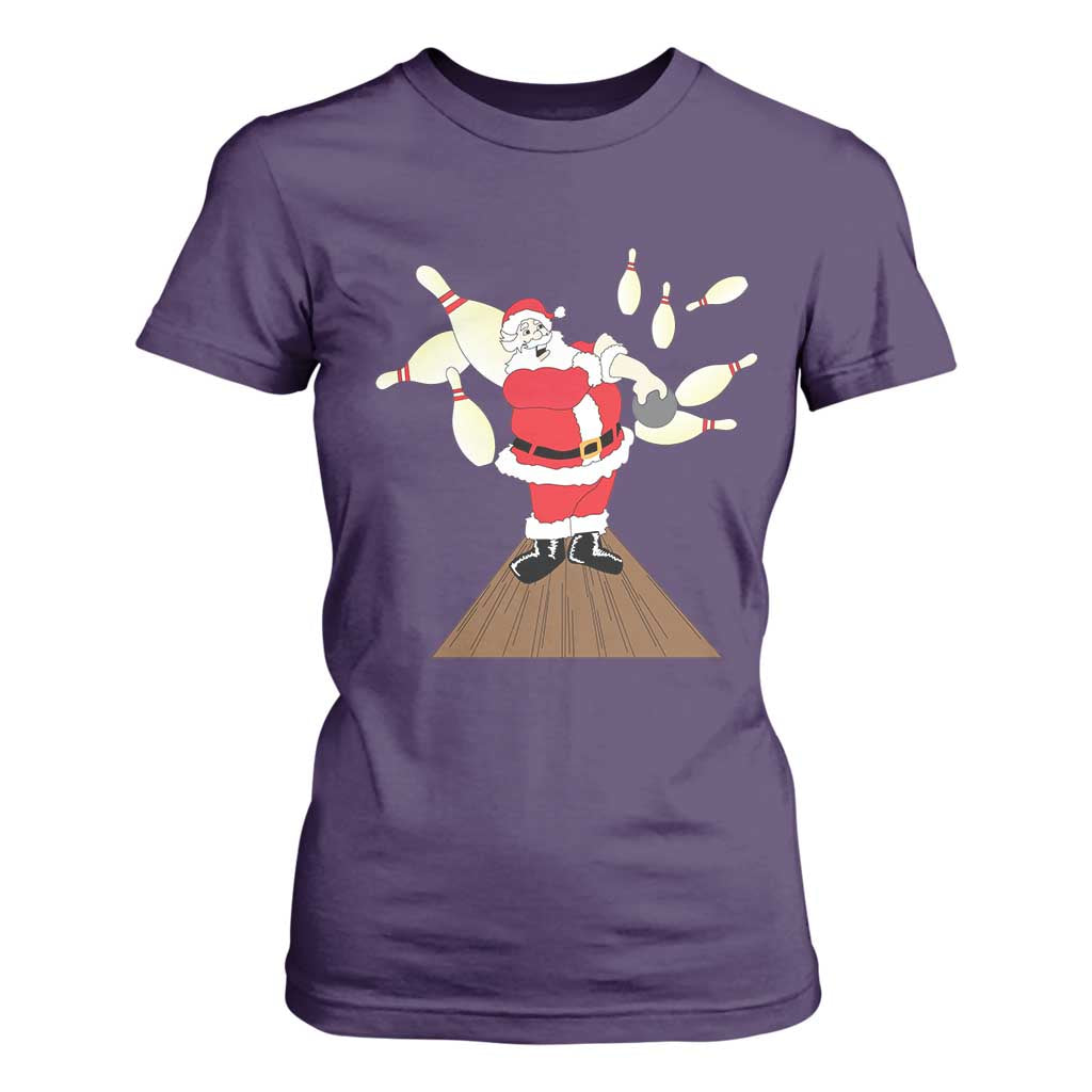 Christmas Bowling T Shirt For Women Funny Santa Playing Bowling Merry Christmas TS09 Purple Print Your Wear