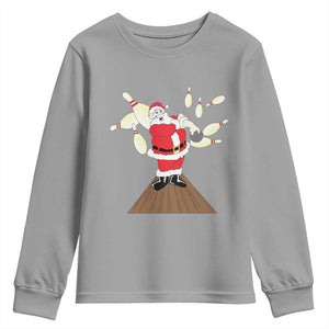 Christmas Bowling Youth Sweatshirt Funny Santa Playing Bowling Merry Christmas TS09 Sport Gray Print Your Wear