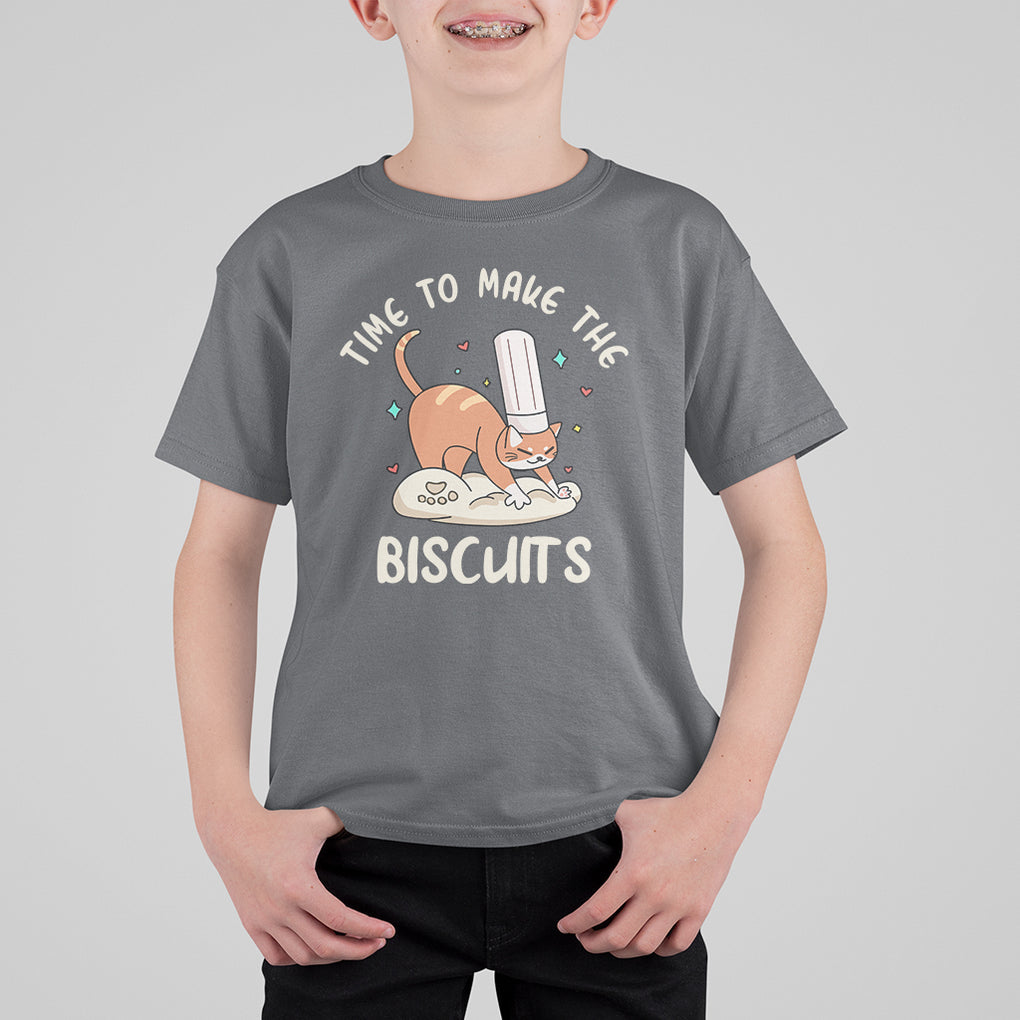 Cute Kitty Time To Make The Biscuits Cat Lover T Shirt For Kid TS09 Charcoal Printyourwear