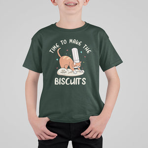 Cute Kitty Time To Make The Biscuits Cat Lover T Shirt For Kid TS09 Dark Forest Green Printyourwear