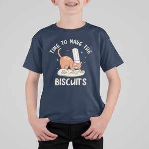 Cute Kitty Time To Make The Biscuits Cat Lover T Shirt For Kid TS09 Navy Printyourwear