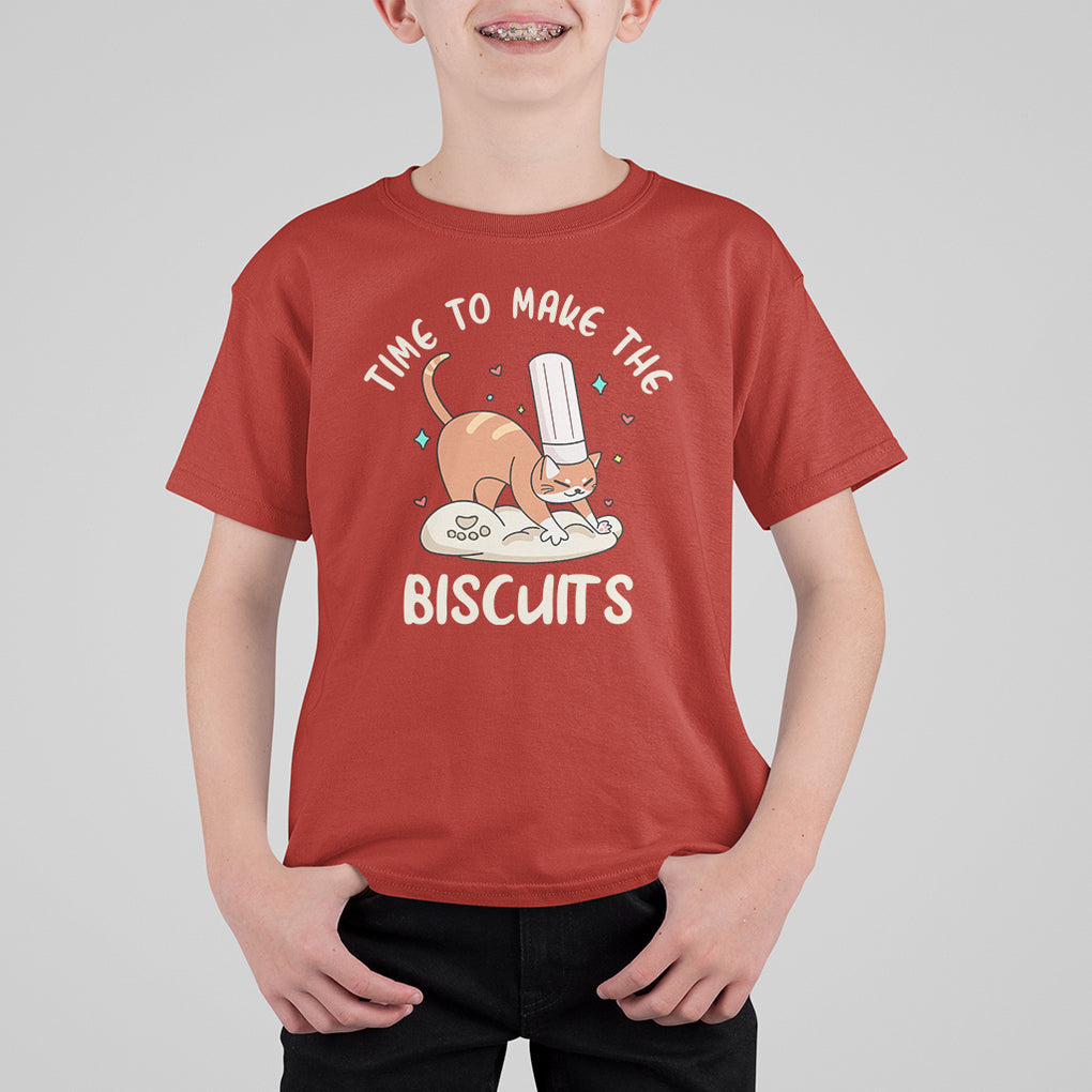 Cute Kitty Time To Make The Biscuits Cat Lover T Shirt For Kid TS09 Red Printyourwear