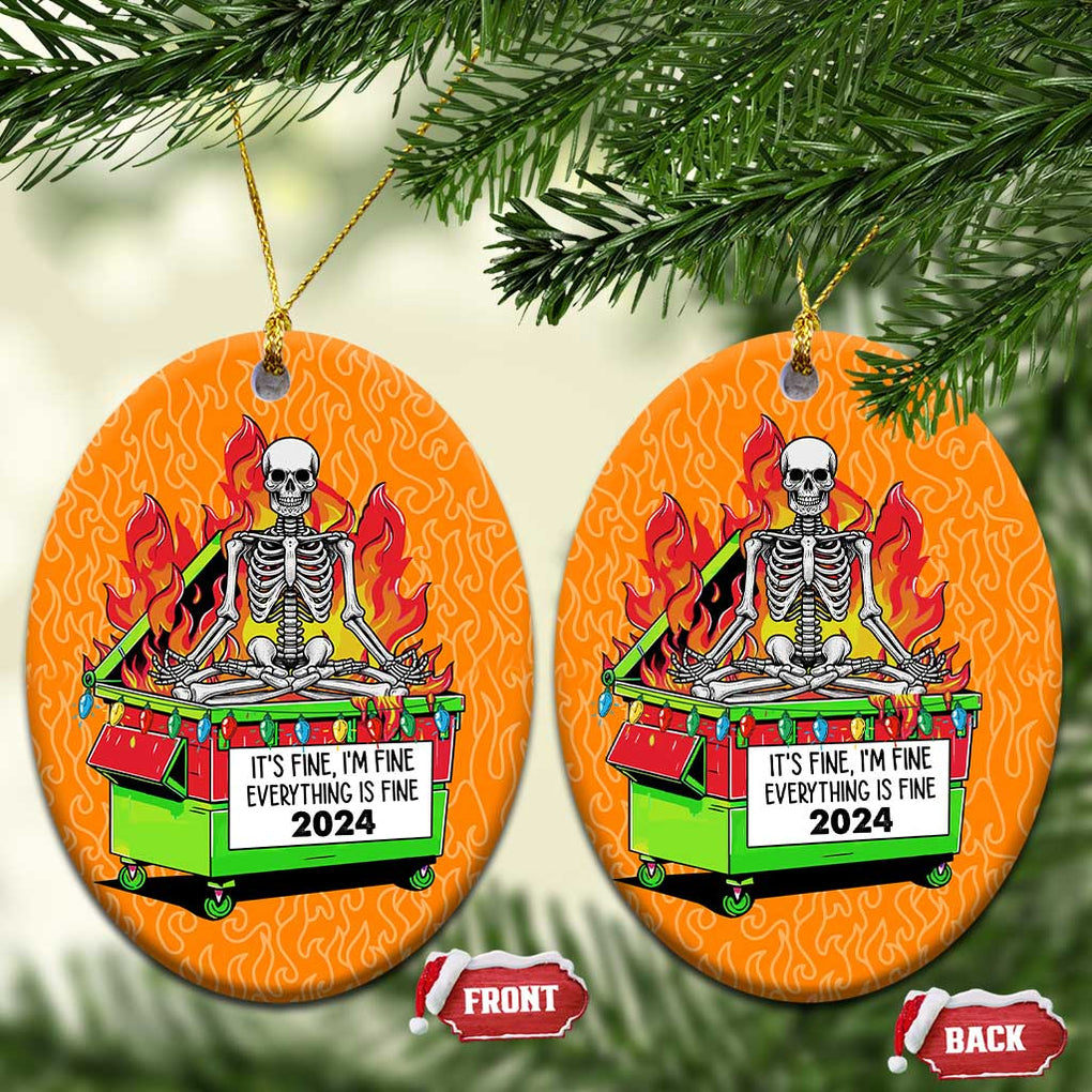 Funny Xmas Dumpster Fire Christmas Ornament I'm Fine It's Fine Everything Is Fine TS09 Oval Orange Print Your Wear