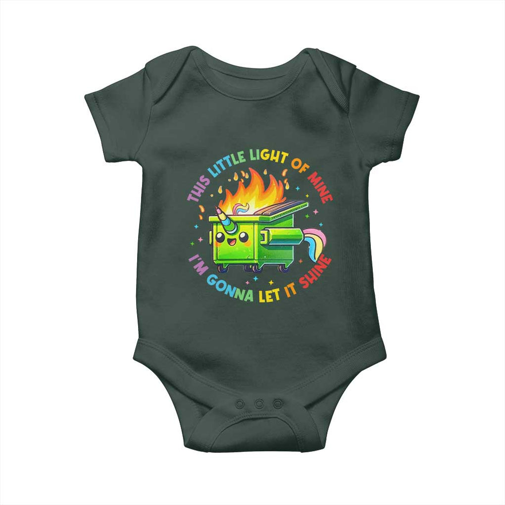 Funny Xmas Dumpster Fire Baby Onesie This Little Light Of Mine Unicorn Rainbow TS09 Print Your Wear
