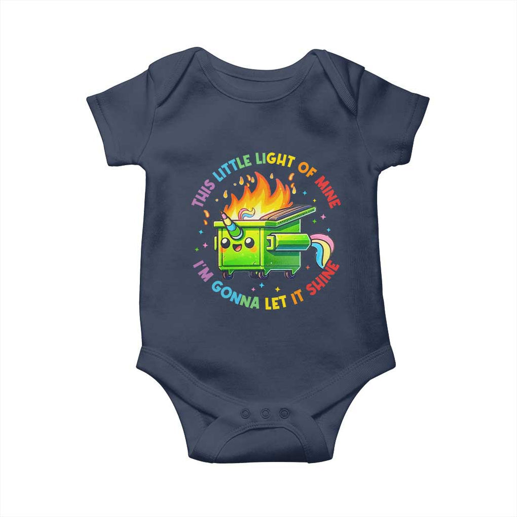 Funny Xmas Dumpster Fire Baby Onesie This Little Light Of Mine Unicorn Rainbow TS09 Navy Print Your Wear