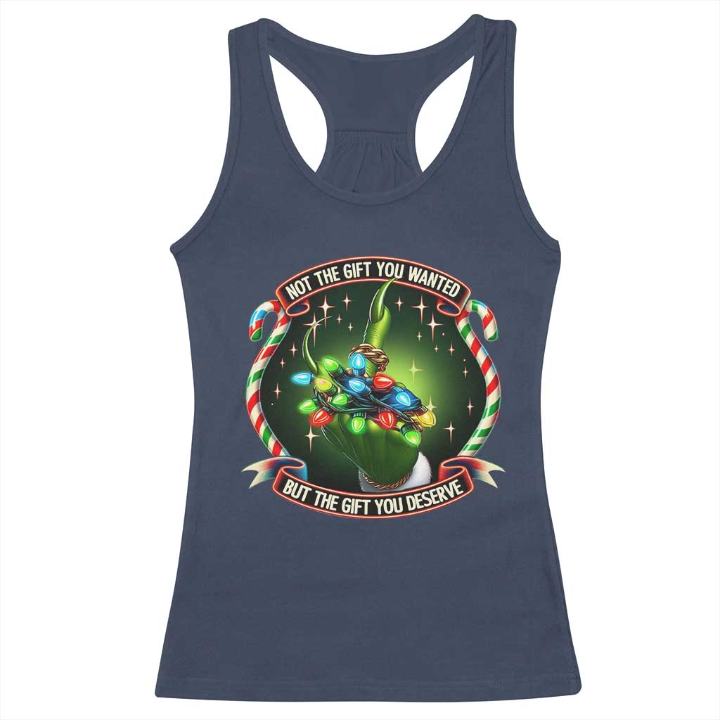 Funny Xmas Racerback Tank Top Not The Gift You Wanted But The Gift You Deserve TS09 Navy Print Your Wear